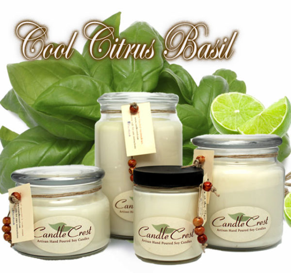 Cool Citrus Basil Scented Soy Candles by Candle Crest Soy Candles Inc