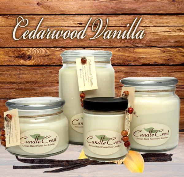 Cedarwood Vanilla Scented Candles by Candle Crest Soy Candles Inc