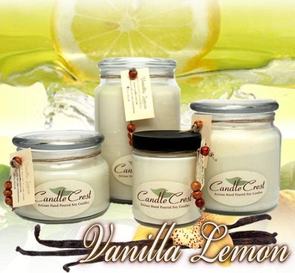 Vanilla Lemon Scented Candles by Candle Crest Soy Candles Inc