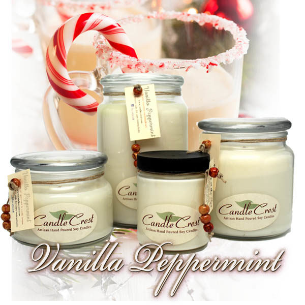 Pure Herbal Soy Wax Scented Glass Jar Candle 2.65 oz Peppermint IVANAS Candle Scent