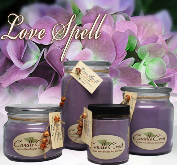 Love Spell Scented Soy Candles by Candle Crest Soy Candles Inc