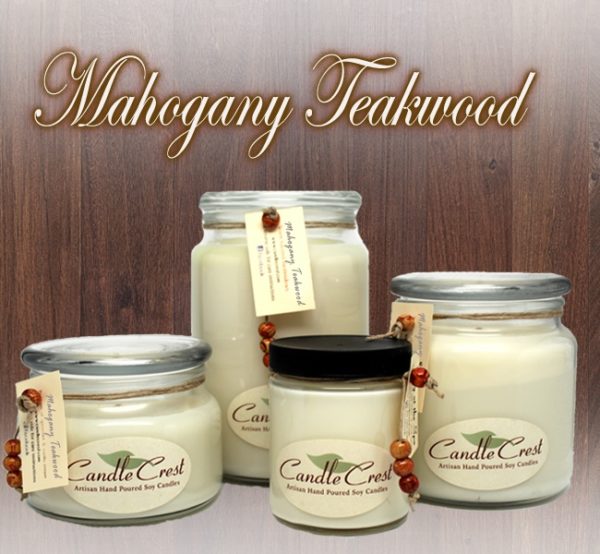 Mahogany Teakwood Scented Soy Candles by Candle Crest