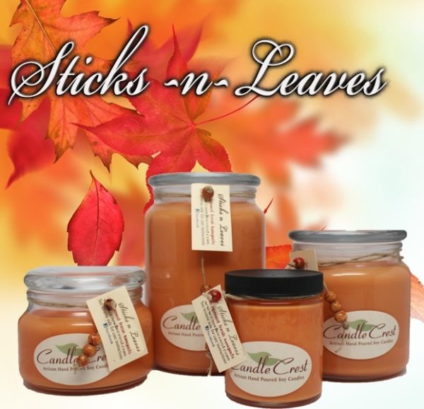 Fall Candles - Sticks n Leaves Soy Candles by Candle Crest Soy Candles Inc