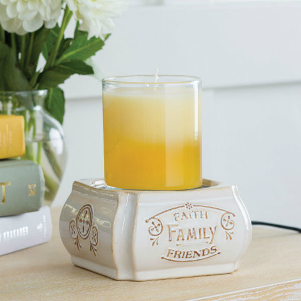2 in 1 Candle & Tart Warmer -Faith Family Friends - Candle Crest Soy Candles Inc