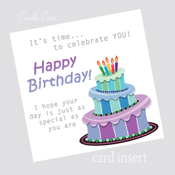 Happy Birthday Insert Card by Candle Crest Soy Candles Inc