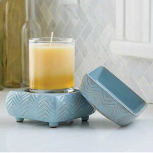 2 in 1 Candle & Tart Warmer - Light Blue Chevron - Candle Crest Soy Candles Inc