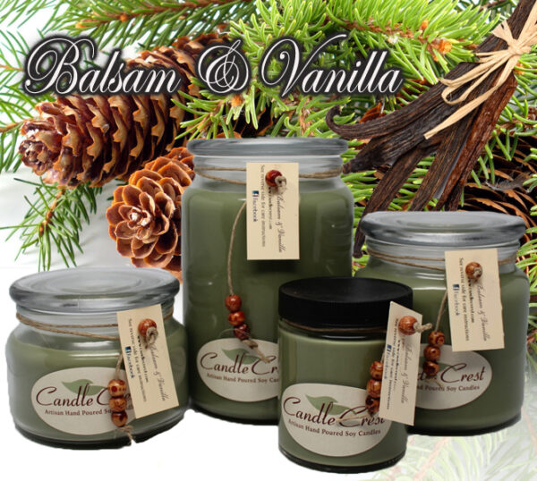 Balsam & Vanilla Soy Candles by Candle Crest Soy Candles Inc