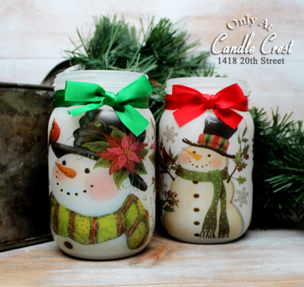 Frosted Snowman Candles by Candle Crest Soy Candles Inc