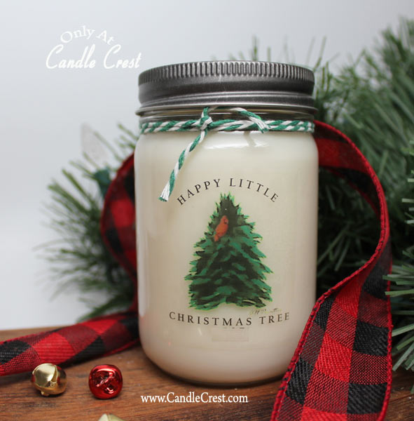 Happy Little Trees Holiday Candle by Candle Crest